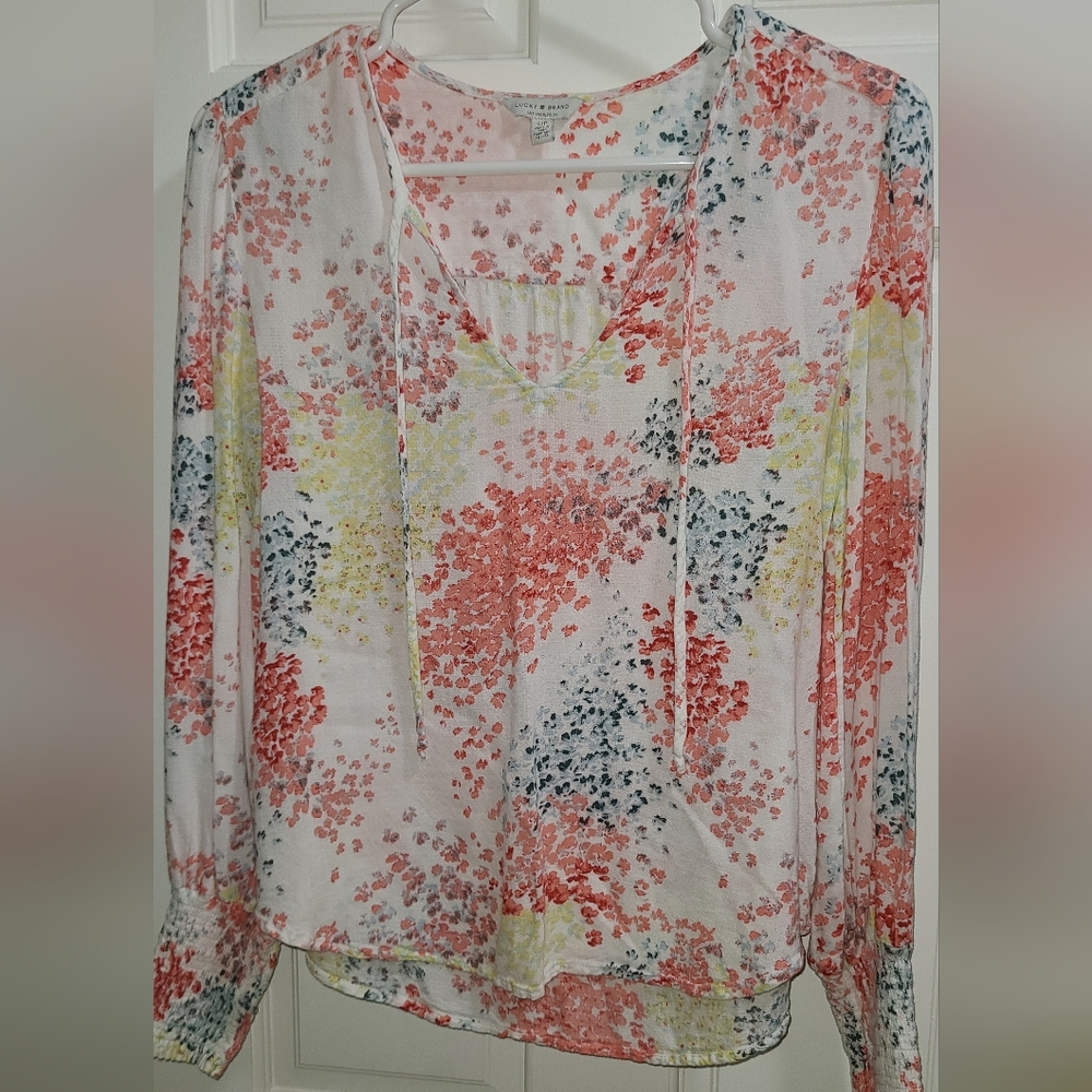 Lucky Brand Floral Blouse - Pink, Yellow, Black